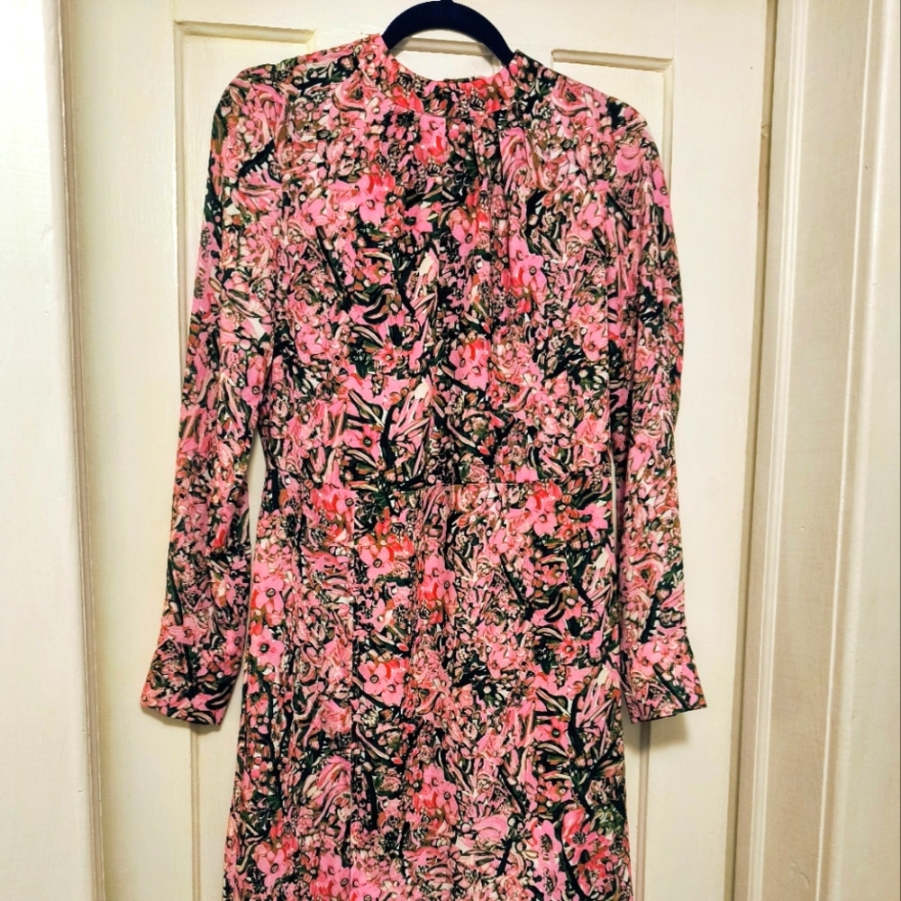 H&M PINK AND GREEN FLORAL MAXI DRESS